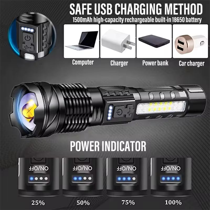 XHP50 Tactical Flashlight with USB Charging